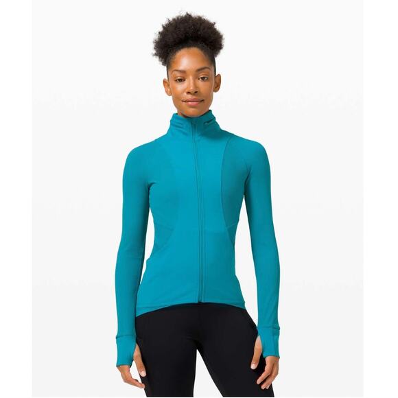 Lululemon Far and Free Full Zip Jacket Hooded Hawaiian Blue Teal Women's Size 6 - Picture 1 of 15